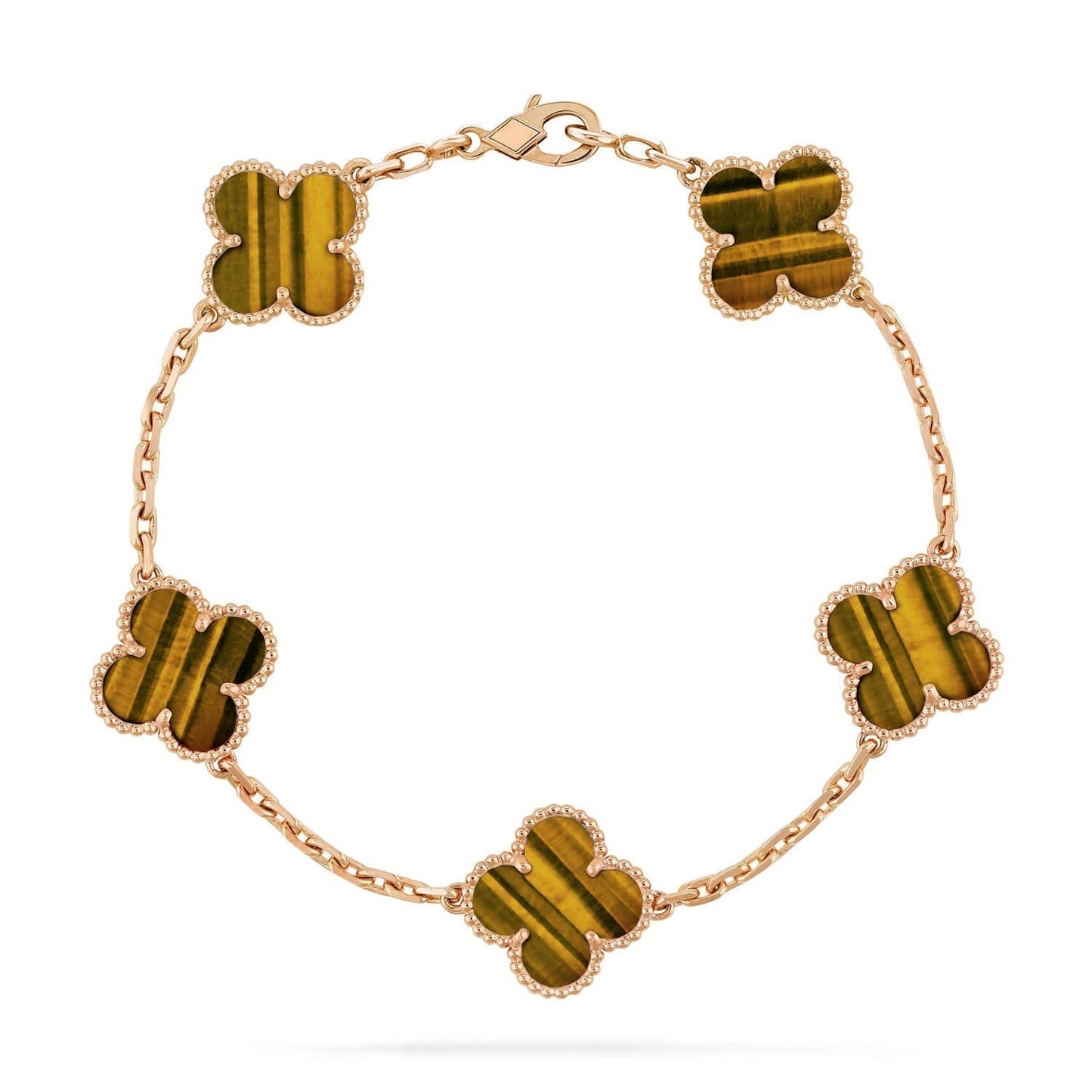 [Noble Jewelry]CLOVER  5 MOTIFS TIGER EYE BRACELET