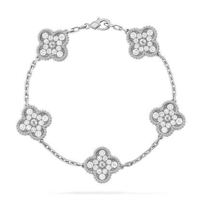 [Edler Schmuck]CLOVER 5 MOTIFS DIAMOND ARMBAND SILBER