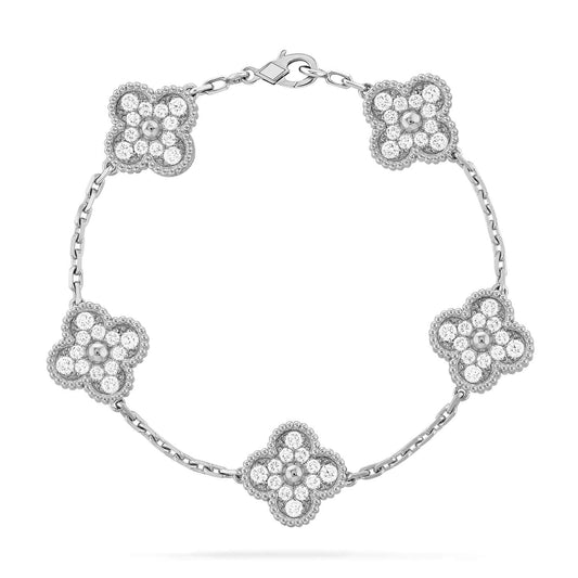 [Edler Schmuck]CLOVER 5 MOTIFS DIAMOND ARMBAND SILBER