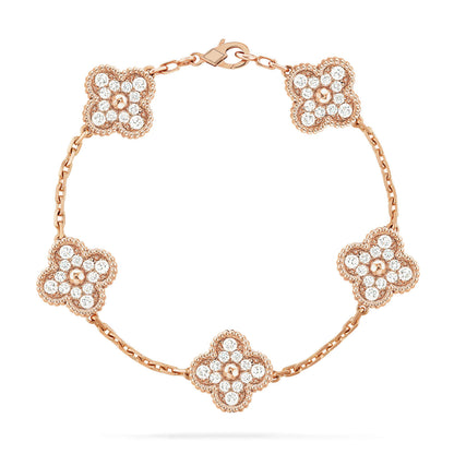 [Noble Jewelry]CLOVER 5 MOTIFS  FULL DIAMOND BRACELET