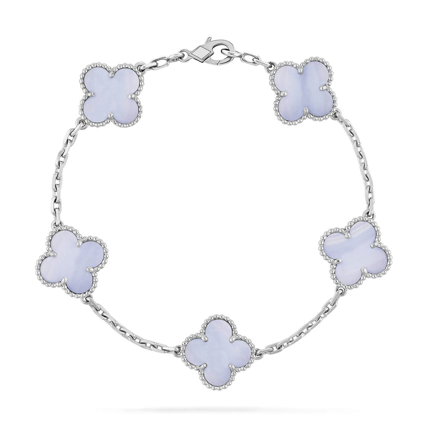 [Noble Jewelry]CLOVER  5 MOTIF PURPLE CHALCEDONY BRACELET SILVER