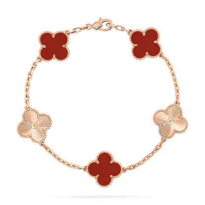 [Noble Jewelry]CLOVER  5 MOTIFS CARNELIAN GOLD BRACELET