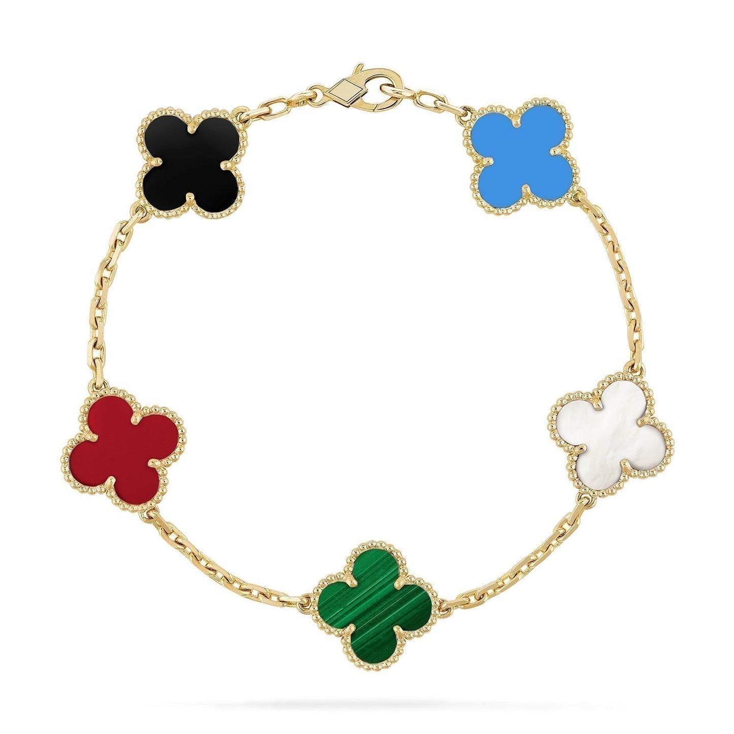 [Noble Jewelry]CLOVER 5 MOTIFS MULTICOLOR  BRACELET