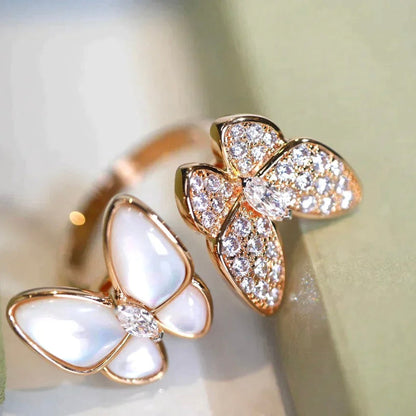 [Noble Jewelry]TWIN BUTTERFLY DIAMOND MOP RING