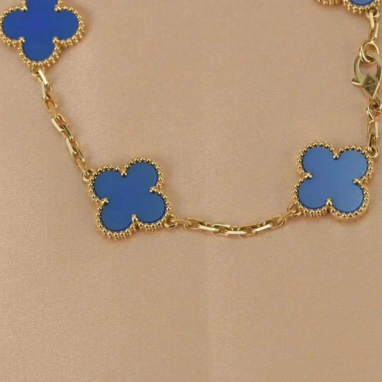 [Noble Jewelry]CLOVER 5 MOTIFS BLUE AGATE BRACELET