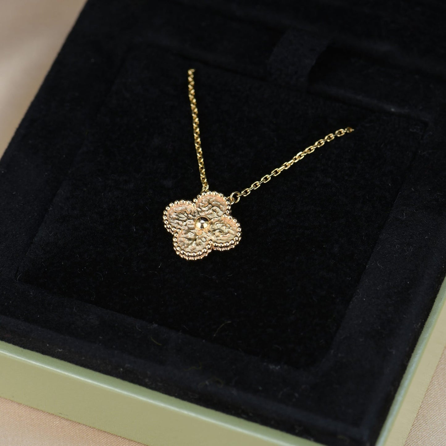 [Noble Jewelry]CLOVER 15MM  BRONZING NECKLACE