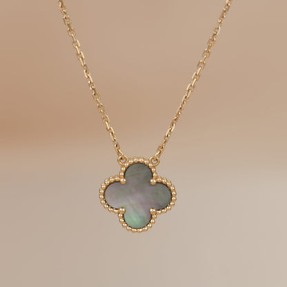 [Noble Jewelry]CLOVER 15MM  GRAY MOTHER OF PEARL NECKLACE