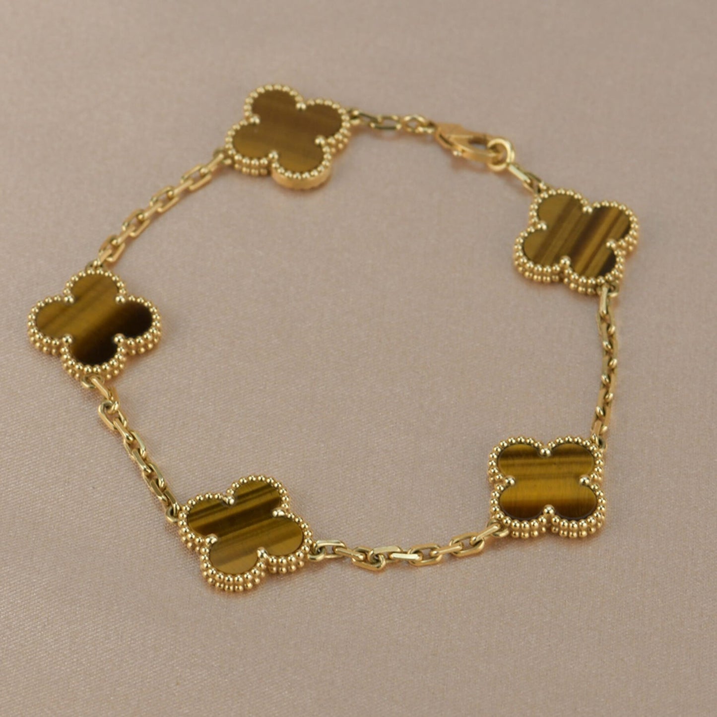 [Noble Jewelry]CLOVER  5 MOTIFS TIGER EYE BRACELET