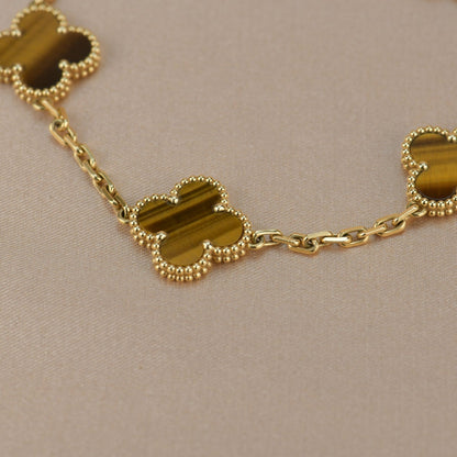 [Noble Jewelry]CLOVER  5 MOTIFS TIGER EYE BRACELET