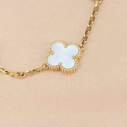 [Noble Jewelry]CLOVER  5 MOTIF WHITE MOP BRACELET