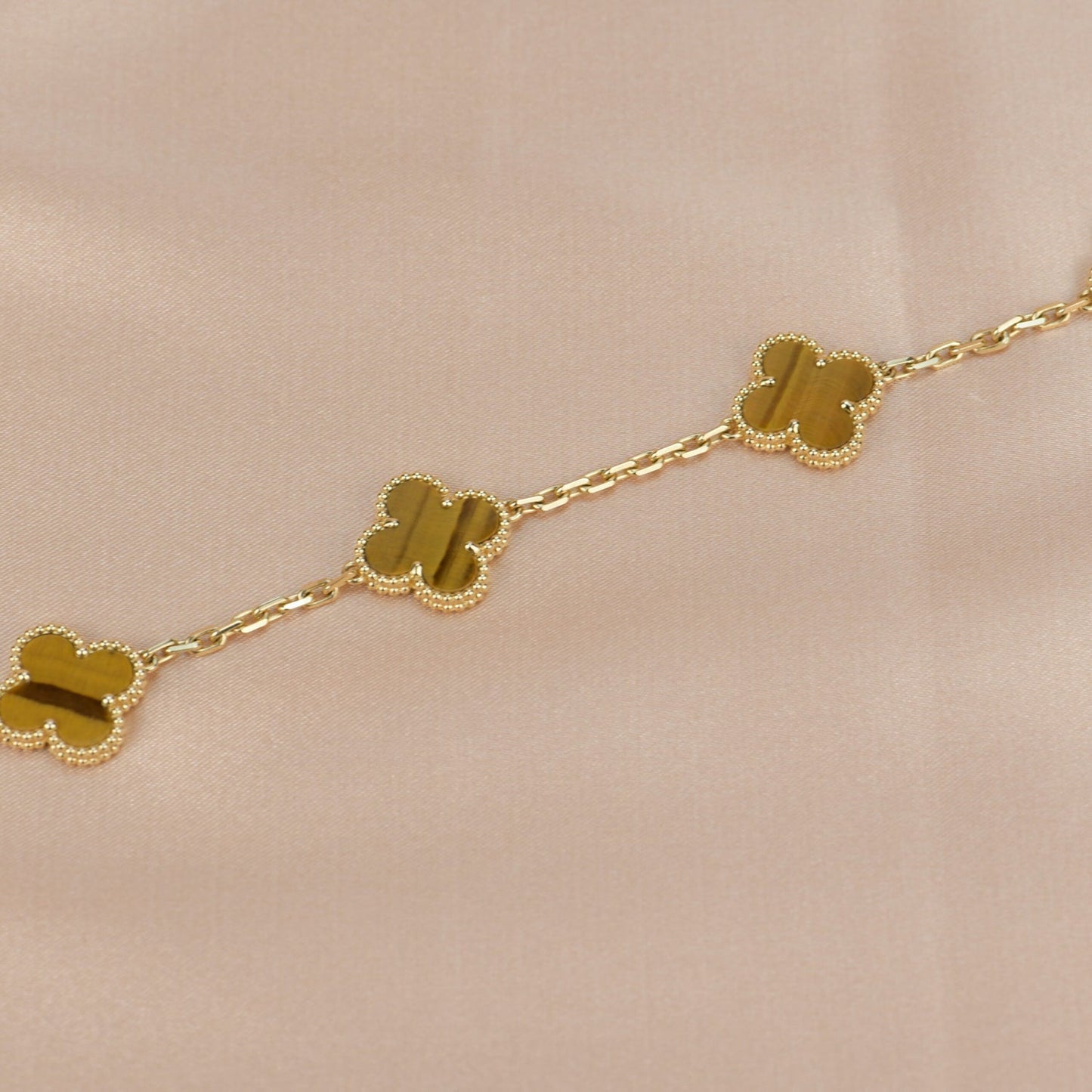 [Noble Jewelry]CLOVER  5 MOTIFS TIGER EYE BRACELET