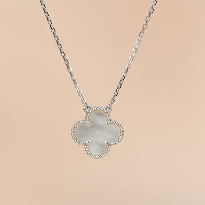 [Noble Jewelry]CLOVER  15MM WHITE MOTHER-OF-PEARL SILVER