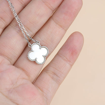 [Noble Jewelry]CLOVER  15MM WHITE MOTHER-OF-PEARL SILVER