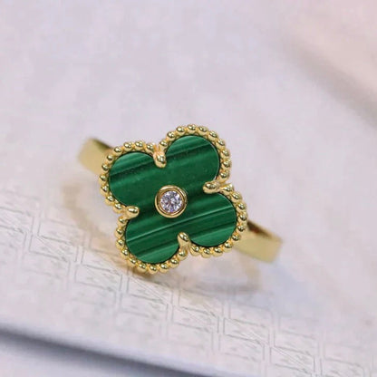 [Noble Jewelry]CLOVER MALACHITE RING GOLD DIAMOND