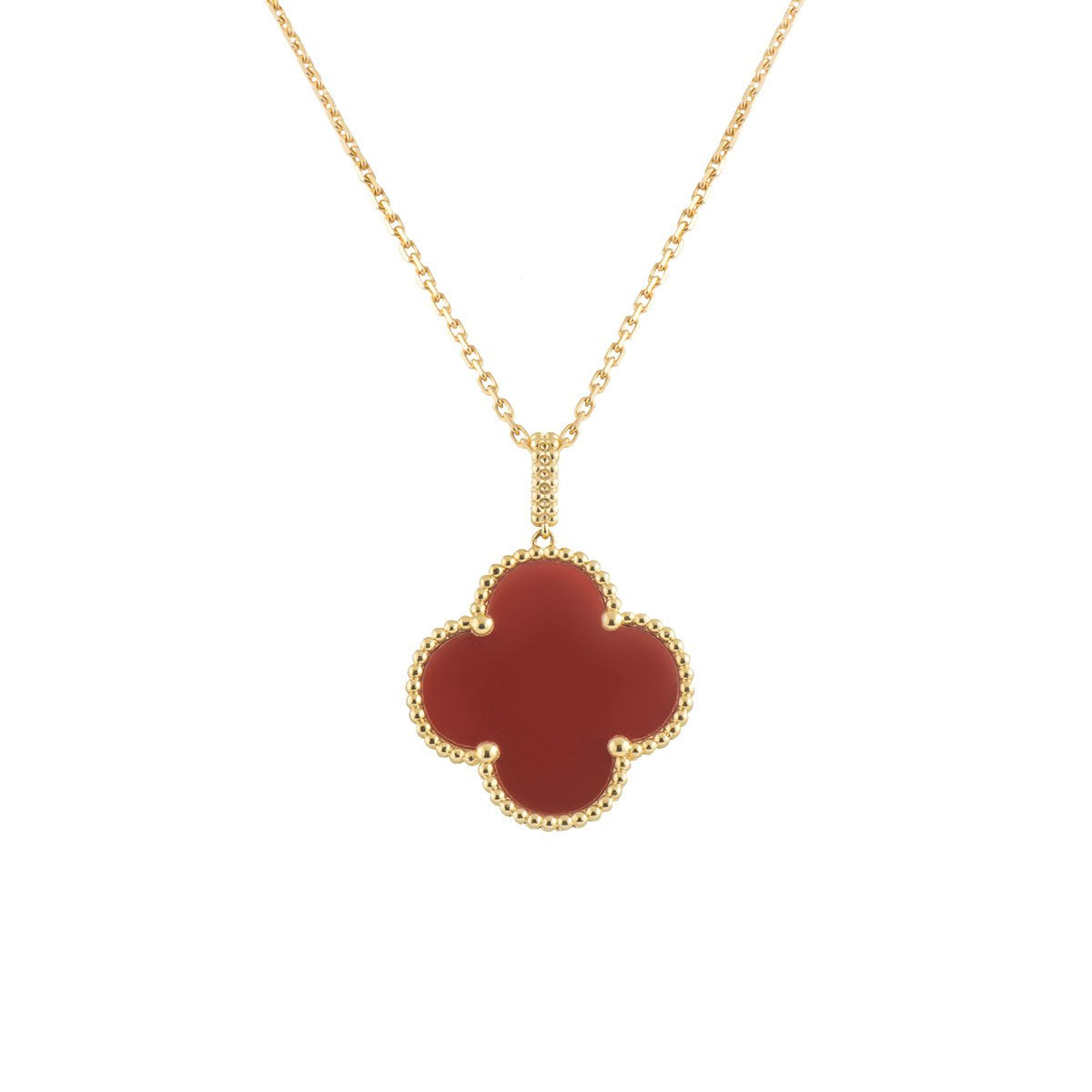 [Edler Schmuck]CLOVER 25MM HALSKETTE GOLD KARNEOL