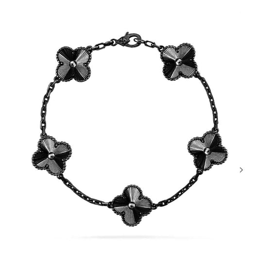 [Edler Schmuck]CLOVER 5 MOTIV SCHWARZES ARMBAND 