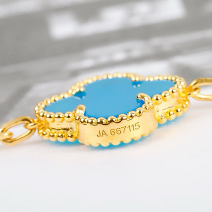 [Noble Jewelry]CLOVER 5 MOTIFS TURQUOISE BRACELET