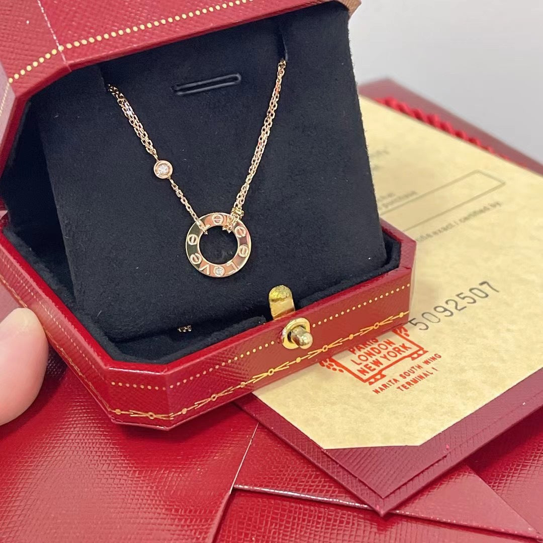 [Noble Jewelry]LOVE NECKLACE 16MM 2 DIAMONDS