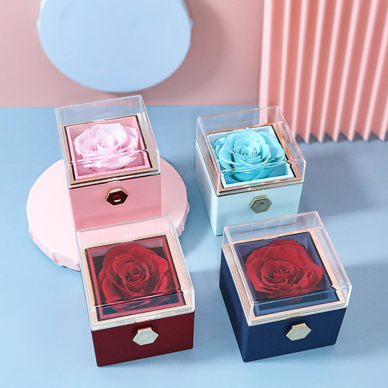 CREATIVE ROTATING PRESERVED ROSE JEWELRY GIFT BOXï¼_O LOGO)