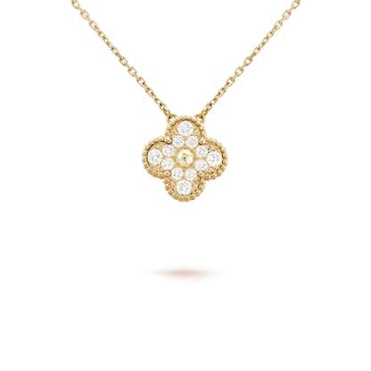 [Noble Jewelry]CLOVER 15MM DIAMOND SINGLE FLOWER NECKLACE