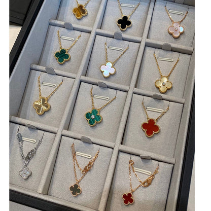 [Noble Jewelry]CLOVER 15MM DIAMOND SINGLE FLOWER NECKLACE