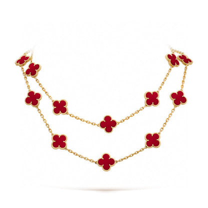 [Noble Jewelry]CLOVER 20 MOTIFS CARNELIAN NECKLACE