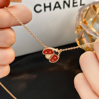 [Noble Jewelry]LUCKY  CARNELIANS LADYBUG NECKLACE