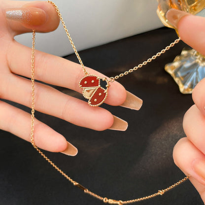 [Noble Jewelry]LUCKY  CARNELIANS LADYBUG NECKLACE