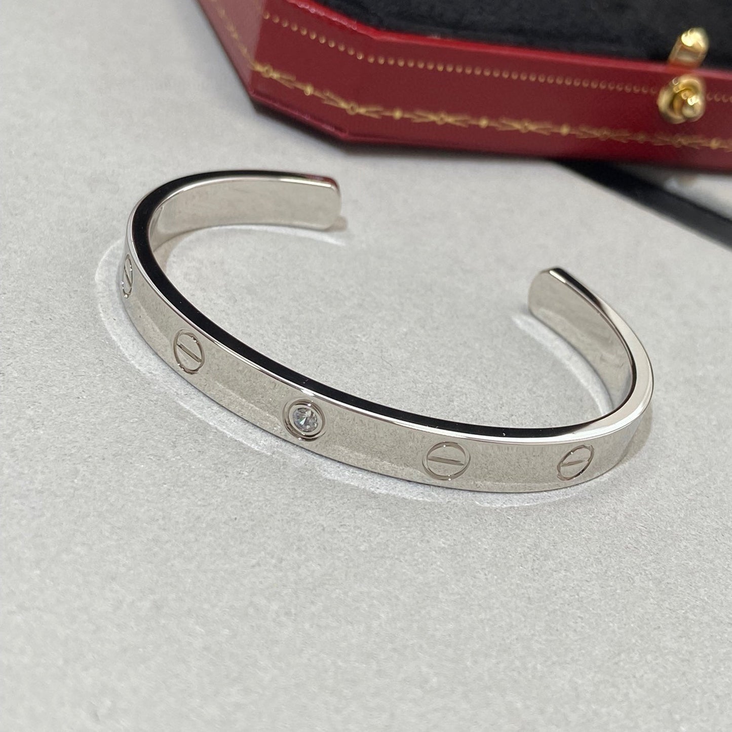 [Noble Jewelry]LOVE BRACELET 6.1MM 1 DIAMOND OPEN CUFF