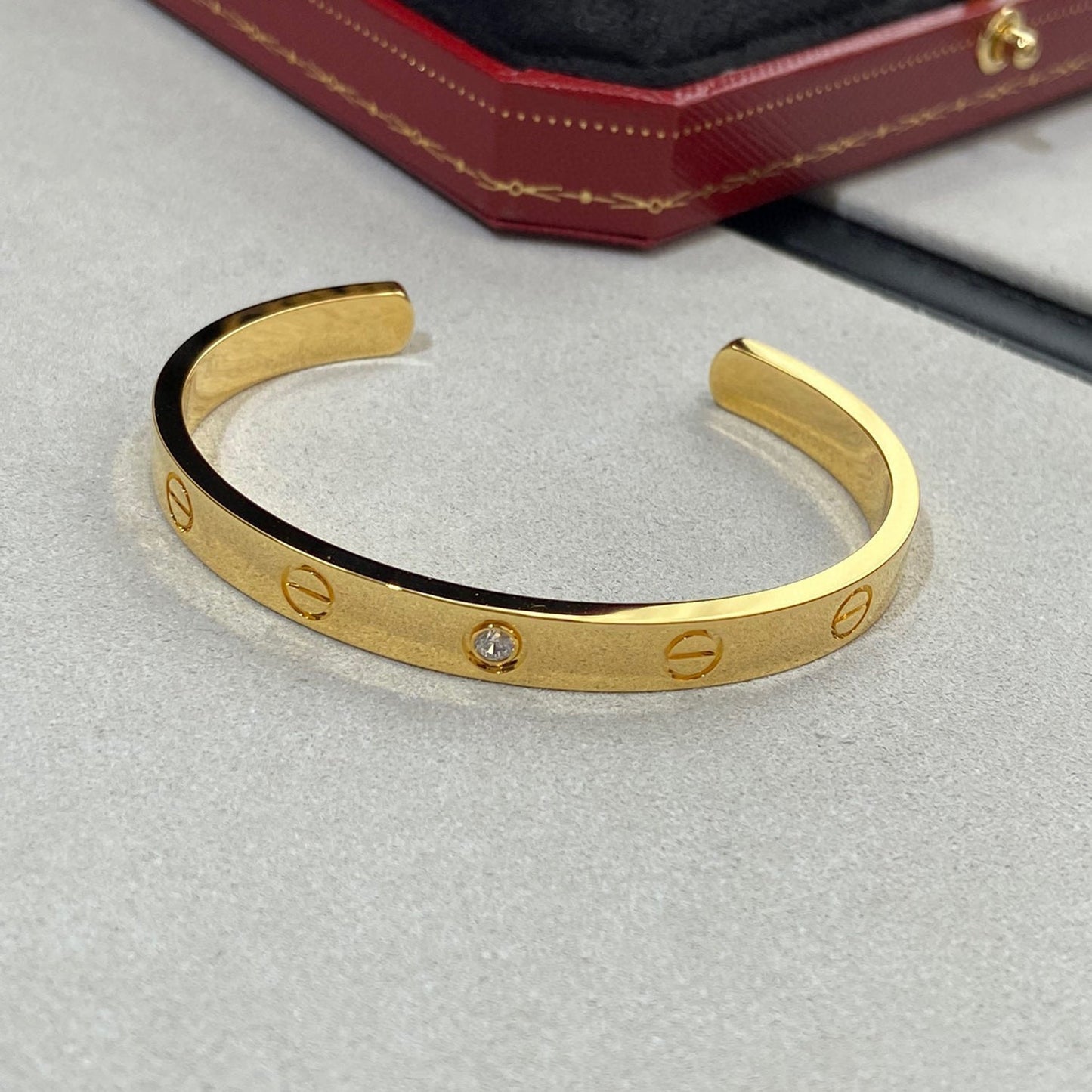 [Noble Jewelry]LOVE BRACELET 6.1MM 1 DIAMOND OPEN CUFF