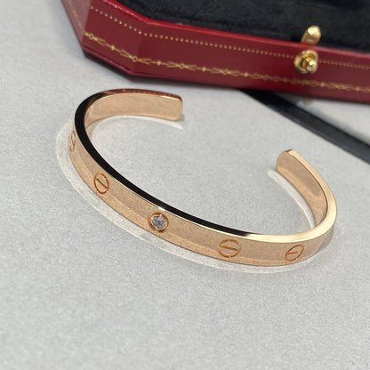 [Noble Jewelry]LOVE BRACELET 6.1MM 1 DIAMOND OPEN CUFF