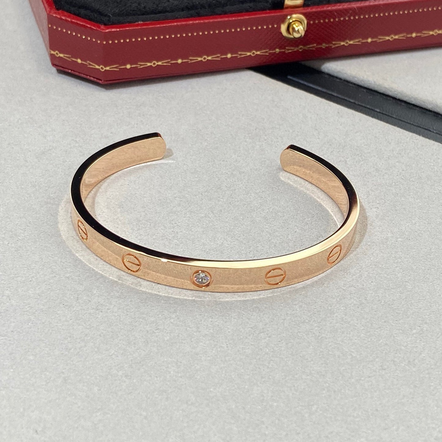 [Noble Jewelry]LOVE BRACELET 6.1MM 1 DIAMOND OPEN CUFF