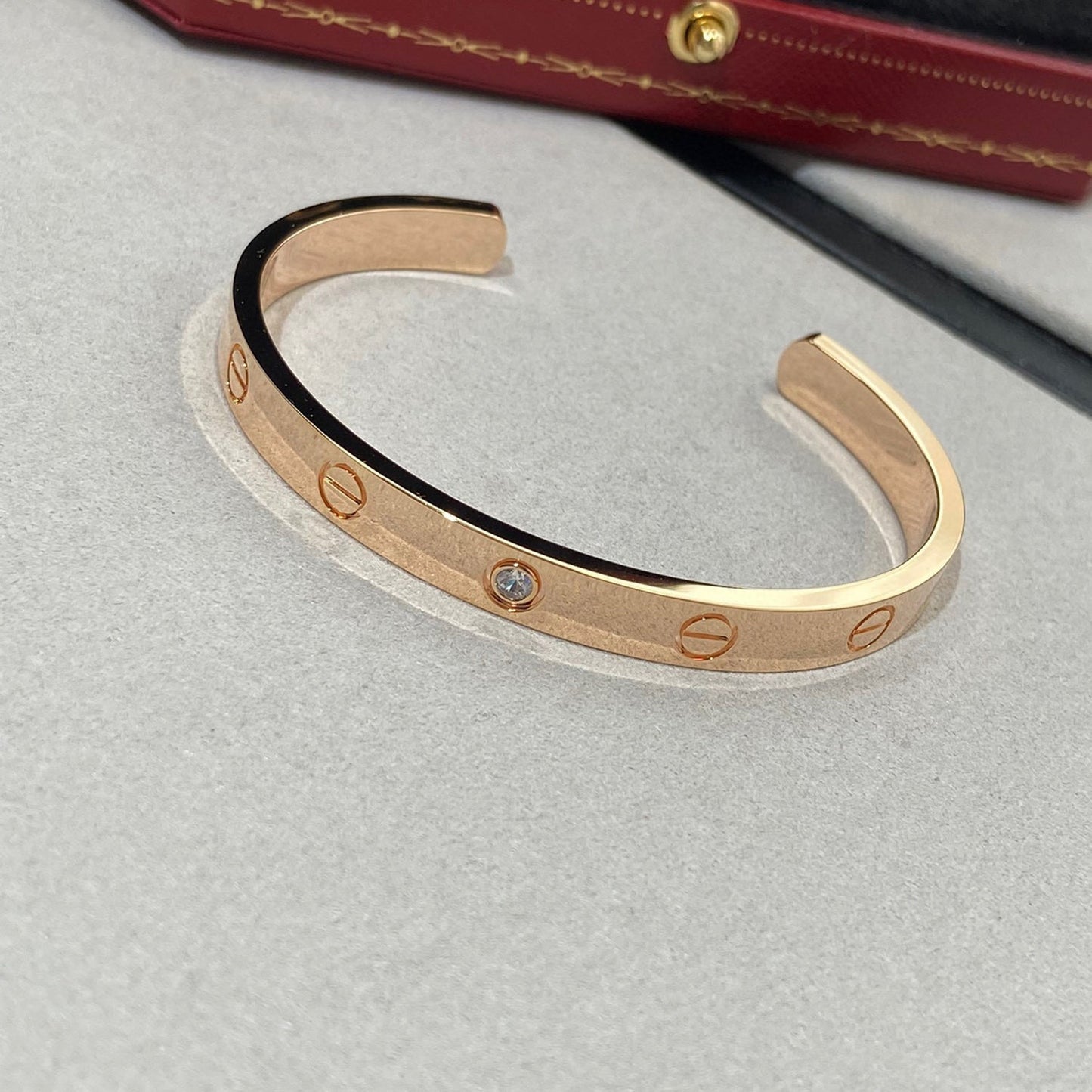 [Noble Jewelry]LOVE BRACELET 6.1MM 1 DIAMOND OPEN CUFF