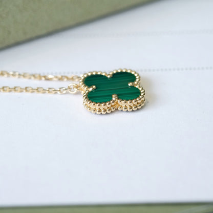 [Edler Schmuck] CLOVER 15MM MALACHIT EINZELNE BLUME HALSKETTE