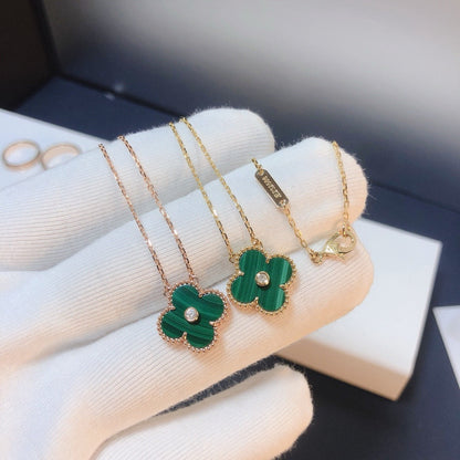 [Edler Schmuck]CLOVER 15MM DIAMANT-TÜRKIS-HALSKETTE