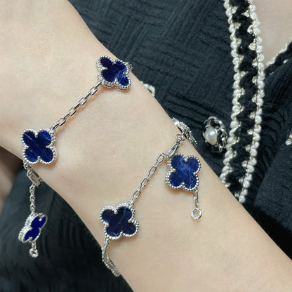 [Noble Jewelry]CLOVER 5 MOTIF PIETERSITE SILVER BRACELET