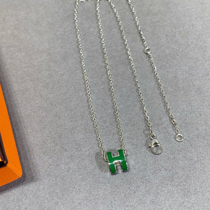 [Noble Jewelry]POP H GREEN NECKLACE SILVER AND GOLD