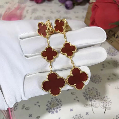 [Noble Jewelry]CLOVER 3 MOTIF CARNELIAN DROP EARRINGS