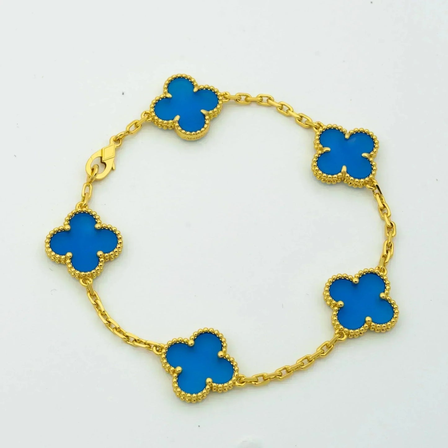 [Edler Schmuck]CLOVER 5 MOTIVE BLAUER ACHATARMBAND