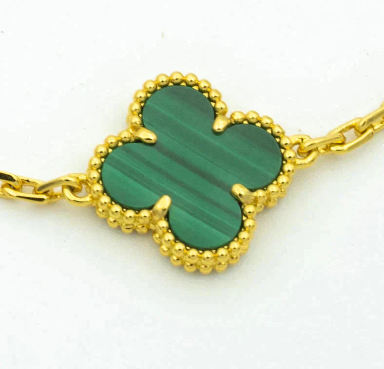 [Noble Jewelry]CLOVER  5 MOTIF MALACHITE DIAMOND BRACELET