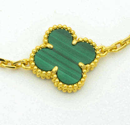 [Noble Jewelry]CLOVER  5 MOTIF MALACHITE DIAMOND BRACELET