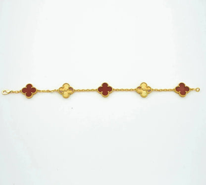 [Noble Jewelry]CLOVER  5 MOTIFS CARNELIAN GOLD BRACELET