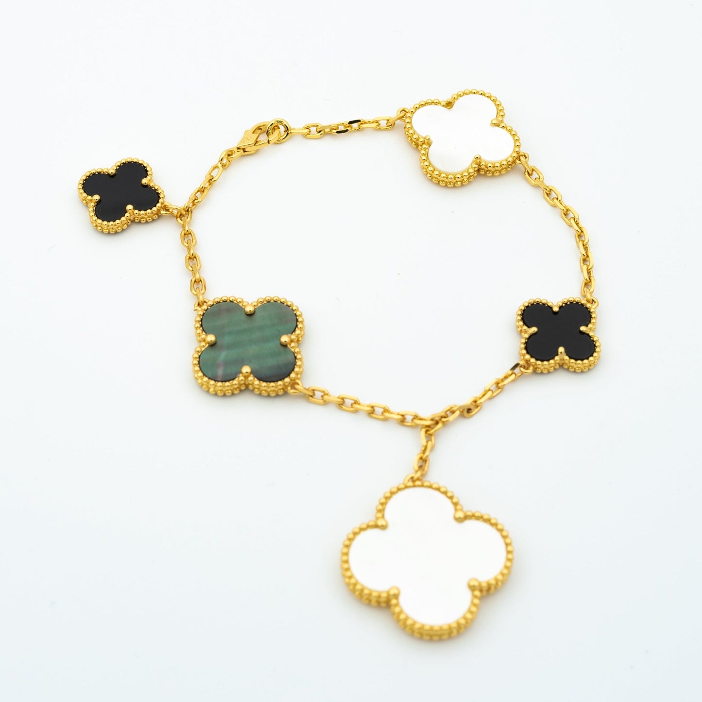 [Noble Jewelry]CLOVER BRACELET 5 MOTIFS ONYX MOP