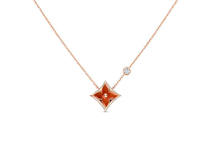 [Noble Jewelry]STAR NECKLACE PINK GOLD 1 DIAMOND