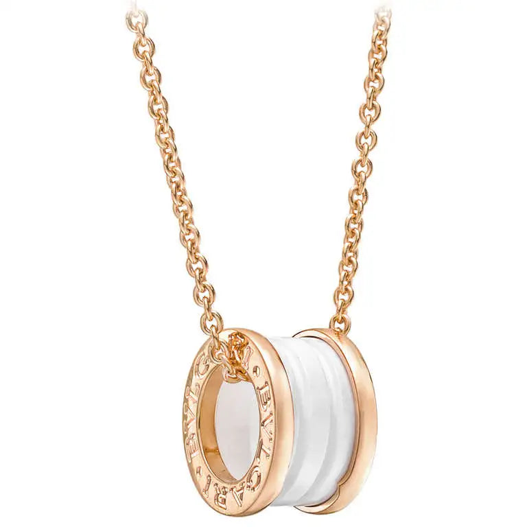 [Noble Jewelry]ZERO 1 WHITE CERAMIC PINK GOLD DIAMOND NECKLACE