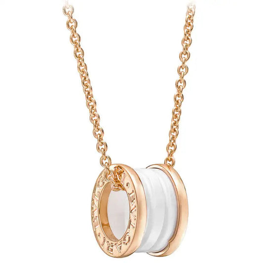 [Noble Jewelry]ZERO 1 WHITE CERAMIC PINK GOLD DIAMOND NECKLACE