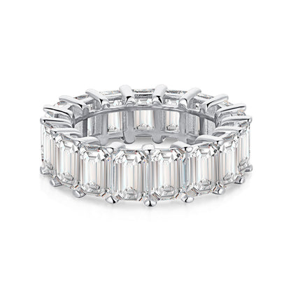 [Noble Jewelry]0.75 Carat Elegant Emerald Cut Tennis Ring