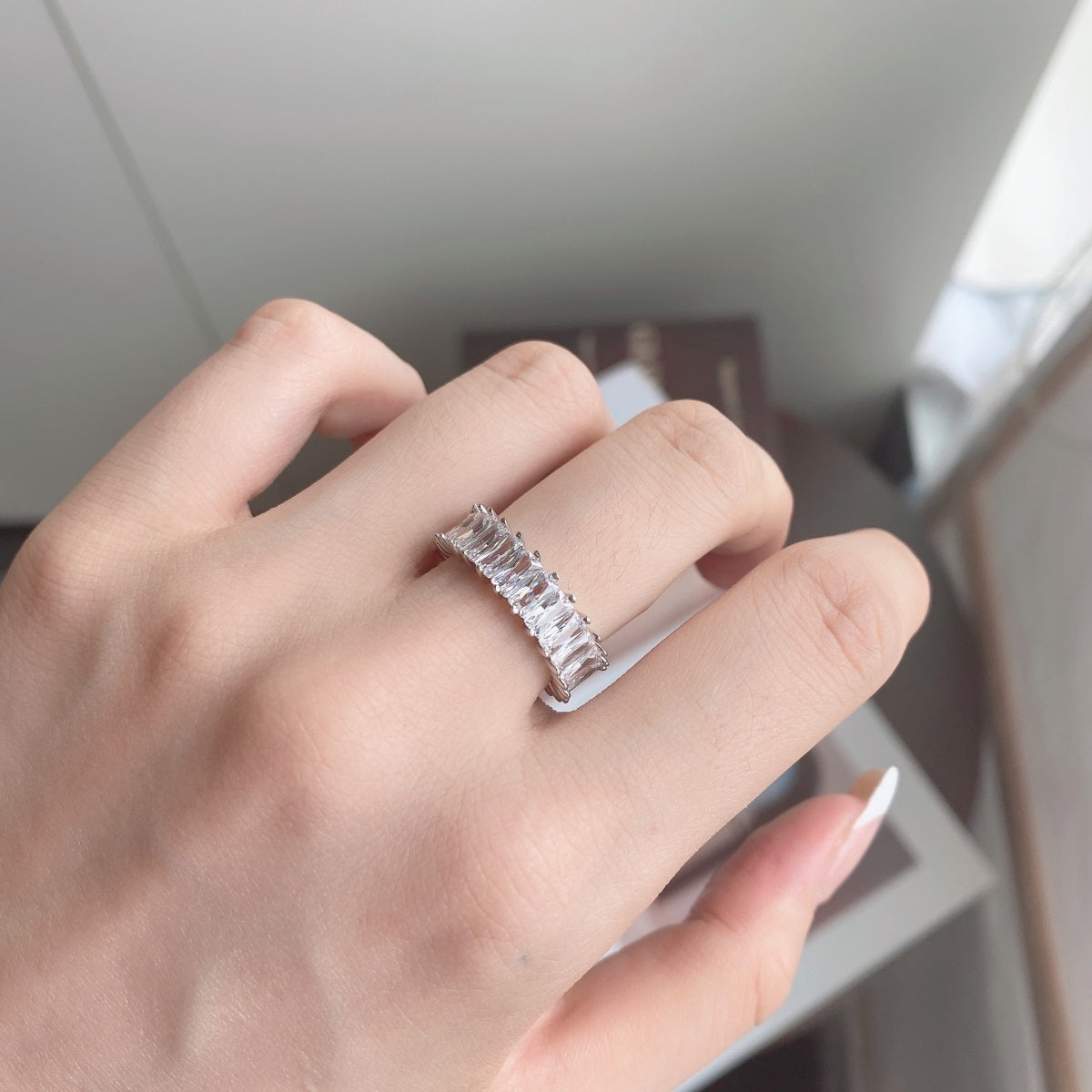 [Noble Jewelry]Unique Colorful Radiant Cut RIng