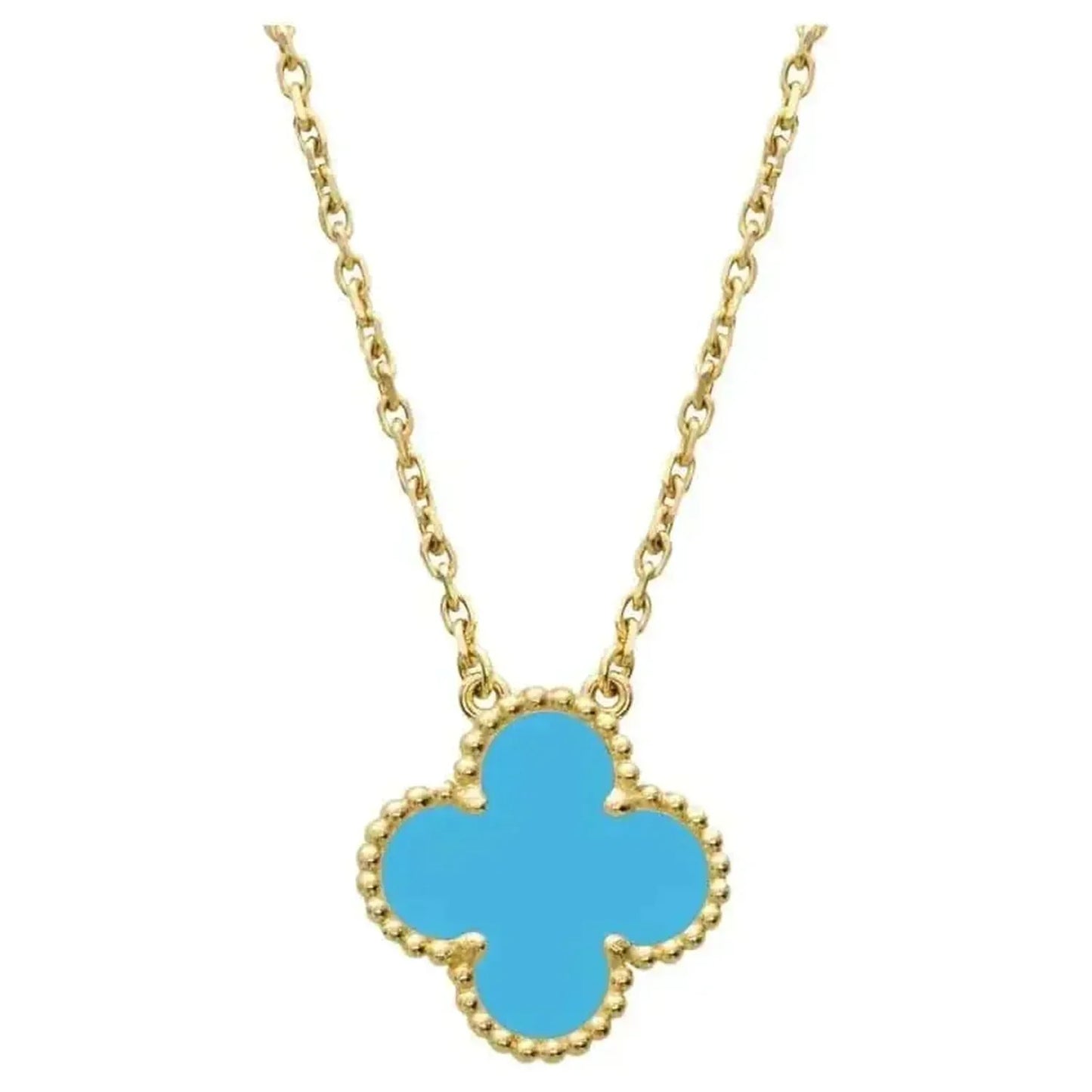 [Noble Jewelry]CLOVER 15MM VINTAGE TURQUOISE NECKLACE