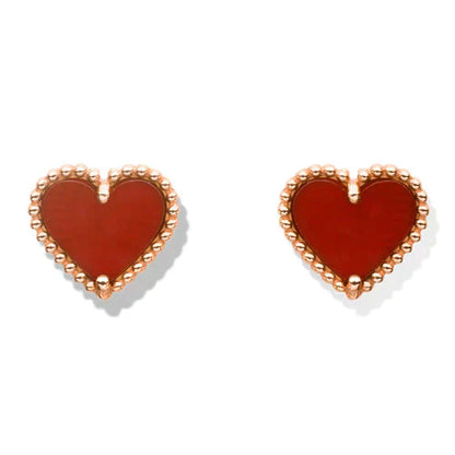 [Noble Jewelry]HEART CARNELIAN STUD EARRINGS